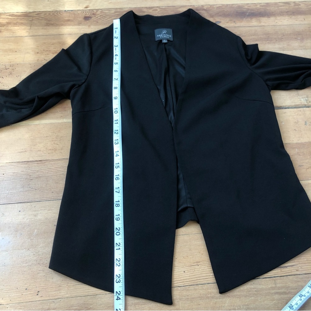 Adrianna Papell Black Bell Sleeve Open Front Asymmetrical Blazer Sz XS - Picture 11 of 15